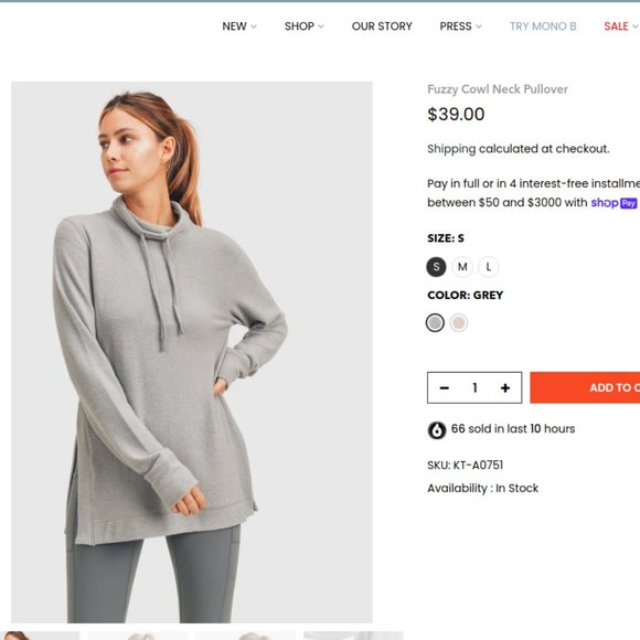 NWOT Mono B Fuzzy Cowl Neck Pullover Never Worn - Picture 9 of 11